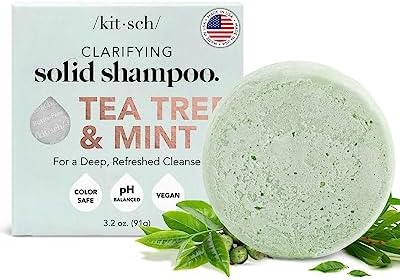 Kitsch Tea Tree & Mint Clarifying Shampoo Bar for Dandruff | Made in US Anti-Dandruff itchy dry Scalp Sulfate-Free Hair Vegan For All Types