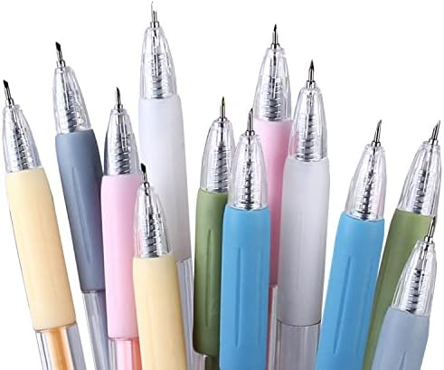 Pack 12 Retractable Hobby Knife, Precision Craft Cutting Tools with Silicon Grip Work As A Pen, Thin Blade for Art Paper Scrapbook