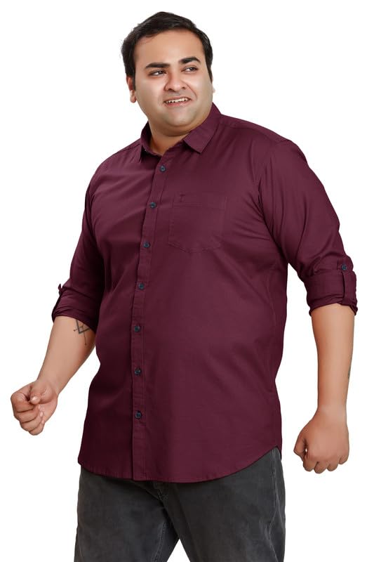 Image of BE ACTIVE Plus Size Lycra Cotton Satin for Men Shirts|| All Plus Size Men|| Cotton Stylish Full Sleeves Shirt for Men