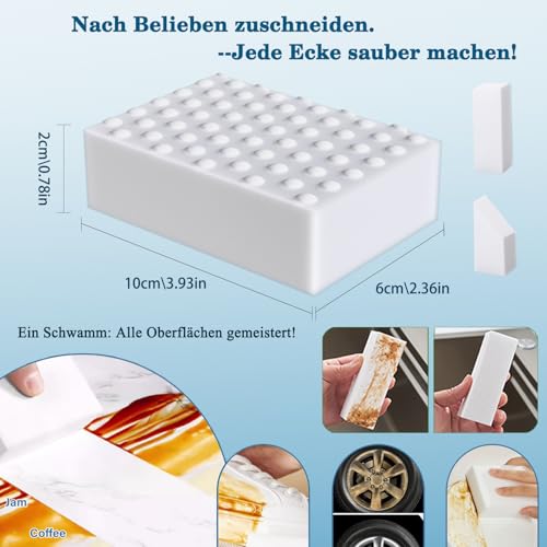 50 Stück Schmutzradierer Schwamm, (2X verdichtet) Weiß Extra Stark Melamin Zauberschwamm, Multifunktional & Kratzfrei Radierschwamm Putzschwamm für Haushalt, Küche, Bad, Schuhe & Wand