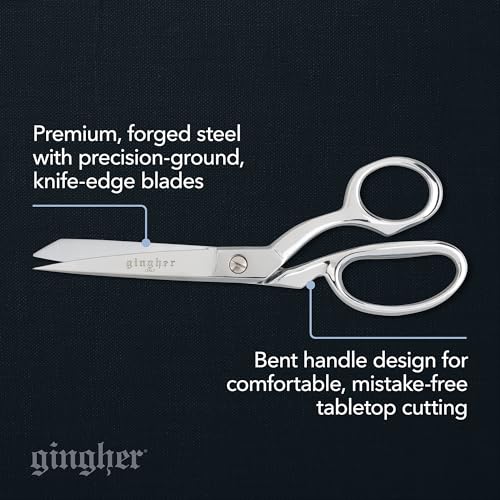 Gingher 8" Serrated Dressmaker's Fabric Scissors with Protective Sheath, Stainless Steel Shears that Grips Fabric, Sharp Knife Edge Fabric Scissors, Chrome Plated Nickel Finish by Fiskars - Image 2