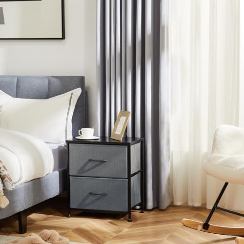 DUMOS Nightstand Set of 2, Small Dresser with 2 Fabric Drawers, End Table — view 7