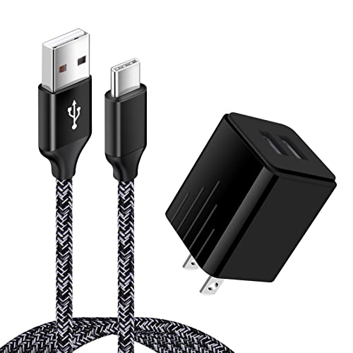 ANNIBER「アンドロイド充電器*1個+タイプC充電ケーブル*1本*0.9M」USB2ポートスマホ充電器ドコモ Type-C充電ケーブル Anniber ACアダプター 携帯充電器 コンセント 急速充電ケーブル USB電源アダプター Android スマホケーブル 軽量＆小型＆高出力+高耐久ナイロン編み＆高純度銅芯