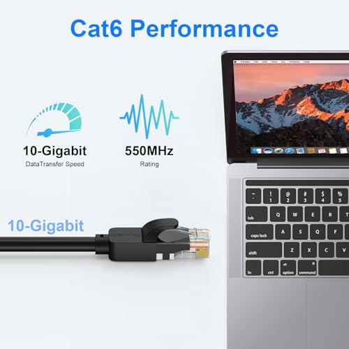 JARNHNG Cat 6 Ethernet Cable 10 ft, Indoor/Outdoor High Speed 10Gbps Internet Cable, Black RJ45 LAN Patch Cables, Ethernet Cord Suitable for Games, Computers, Televisions, Routers, Printers by JARNHNG - Image 3