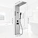 BATHLAVISH Shower Panel Tower System 5 in 1 Stainless Steel Rainfall Shower Panels with 5-Functions, 4 Enlarged Body Massage Jets, Handheld Head, Wall Mounted Brushed Nickel