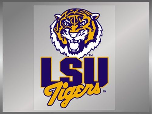 LSU Tigers CLASSIC LSU with TIGER HEAD Static Cling 11" Vinyl Decal Louisiana State
