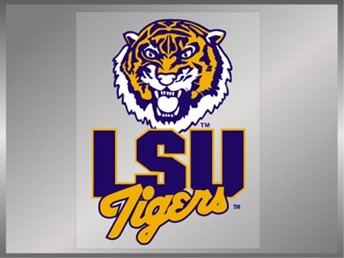 Lsu Tigers Classic Lsu With Tiger Head Static Cling 11" Vinyl Decal Louisiana State #TOP2