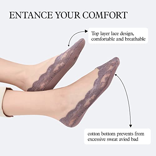 Aoczes 9 Pairs No Show Socks Womens Lace Socks Non Slip Low Cut Liner Socks Invisible Socks For Women Breathable Casual Flat Socks #TOP4