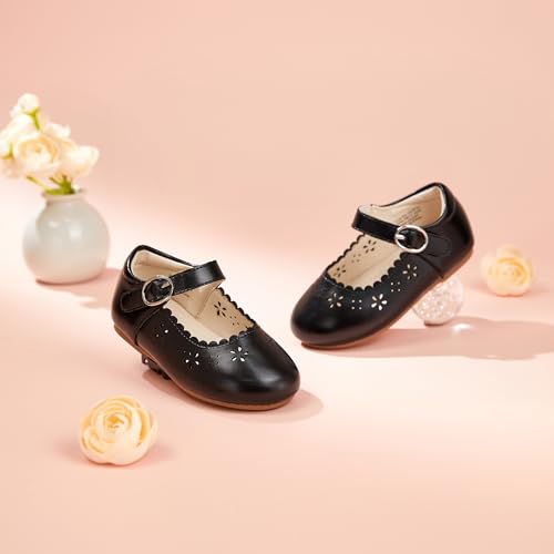 Image of PHIRAMIN Toddler Flower Girl Dress Shoes - Little Girl Mary Janes Flats Wedding