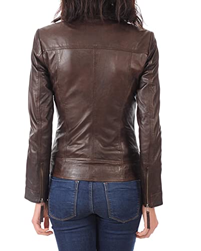 LEATHER FARM Women's Lambskin Leather Bomber Biker Jacket2