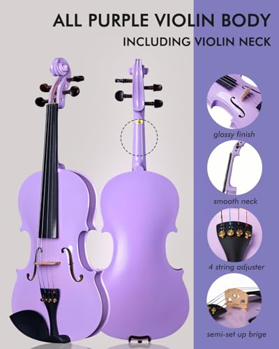 image for Aileen Music Aileen Violin 4/4 Full Size for Adults Beginners, Purple 