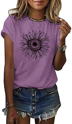 T-shirt pour femme avec motif tournesol idéal pour vos sorties d'été