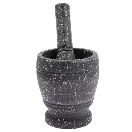 MOLUCKFU Mortero de Plástico para Cocina con Mortero y Mano Diseño Creativo Estilo Mármol para Machacar Ajo y Especias Utensilio Doméstico Multifuncional para Preparar Alimentos y Aliños