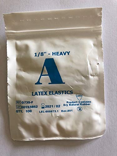 LATEX ELASTICS A Bandas elásticas de ortodoncia - 100 elásticos por bolsa, 1/8