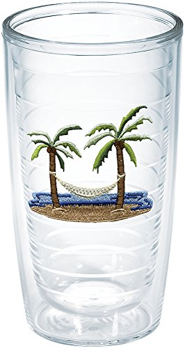 Tervis Palm Tree & Hammock Scene Made in USA Double Walled Insulated Tumbler Cup Keeps Drinks Cold...