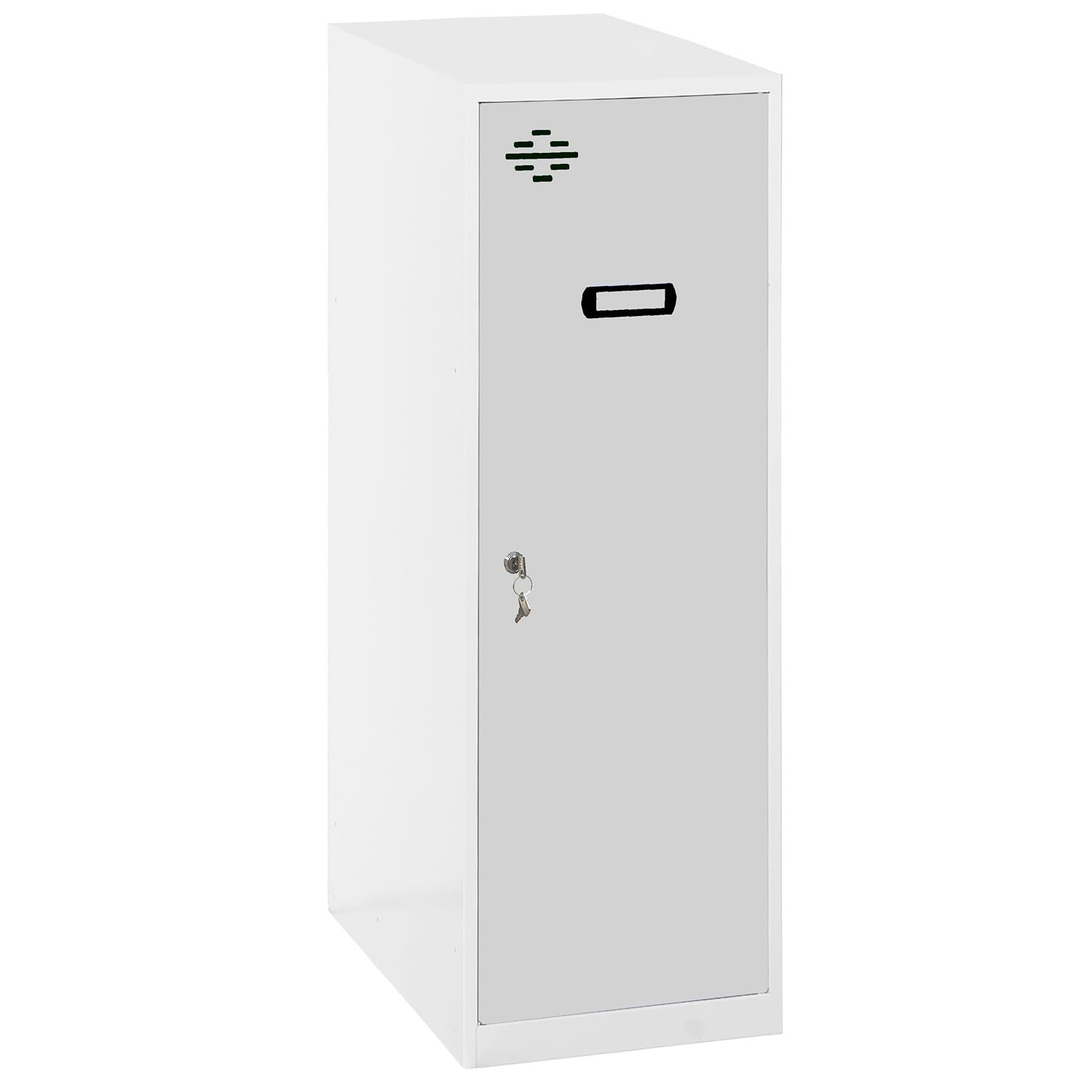 Simon Rack Taquilla Vestuario Pequeña 915x300x500 mm - Simonlocker | Incluye 2 Llaves, Pintura anticorrosión, Ranura de ventilación y etiquetador, Blanco/Gris