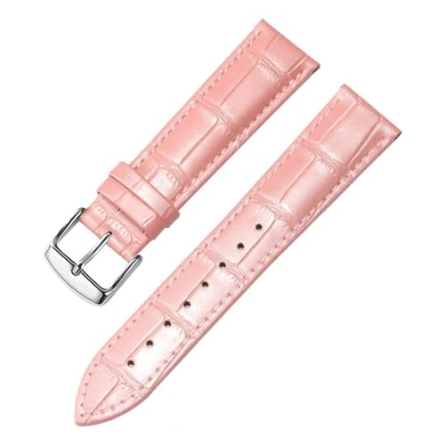 Bracelet montre cuir véritable 24mm rose argent boucle aiguille papillon