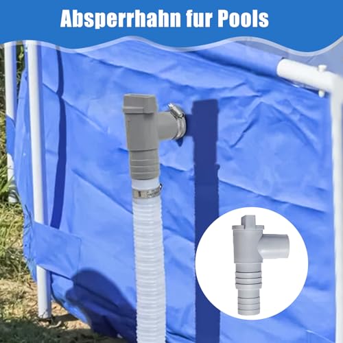 Forhome Absperrhahn für Pools mit 32mm Schlauchanschluss,Pool Schlauchadapter,Pool Wartungs zubehör mit 4X Schlauchklemmen(2er-Set)