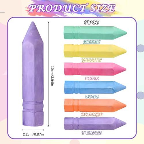 6er-Pack Bunte Straßenmalkreide Kegelförmige Strassenkreiden Für Kinder Strassenmalkreide Malkreide Straße Waschbare Ungiftig Große Kreidestücke Für Bunte Kunstwerke Auf Asphalt, Straßen Und Gehwegen