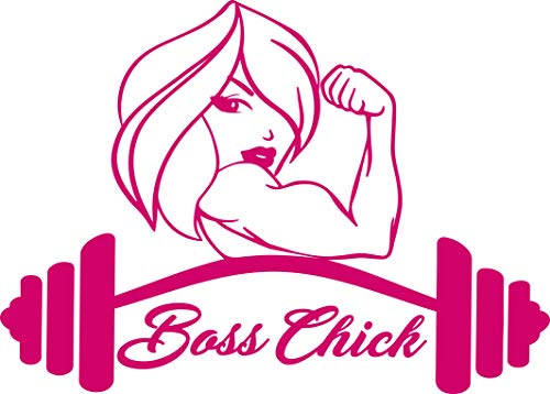 Boss Chick Barbell Decal - Boss Lady Weightlifter Gym Fitness Workout Decal, Laptop Decal, Car Window Sticker (6") #TOP7