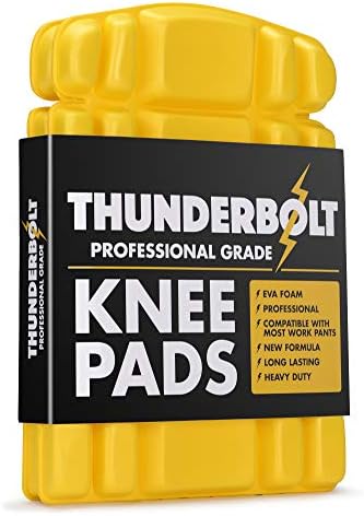 Thunderbolt Knee Pads for Work Inserts for Pants Trousers Workwear with Thick EVA Foam Cushioning (1, Yellow)