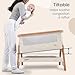 Tutti Bambini CoZee® 2-in-1 Baby Bassinet & Bedside Sleeper - Fast-Folding Bedside Bassinet, Baby Crib with 6 Mattress Heights & Breathable Mesh Window, Mattress Included, 0-6 Months (Walnut & Ecru)