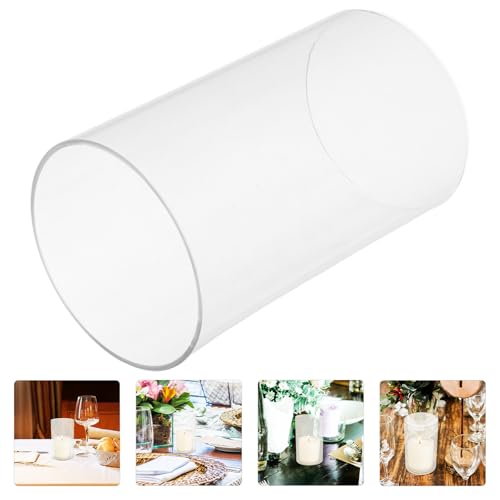 Miniatura 9 de Watiifufu Pantalla De Cristal Cilíndrica Transparente Para Vela 9x15 Cm, Protector De Viento De Vidrio Para Candelabro, Cubierta Para Chimenea De Vela, Decoración Para Hogar Y Centros