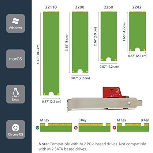 Startech.com M2 Pcie Ssd Adapter - X4 Pcie 3.0 Nvme / Ahci / Ngff / M-Key - Low Profile And Full Profile - Ssd Pcie M.2 Adapter (Pex4M2E1) #TOP2
