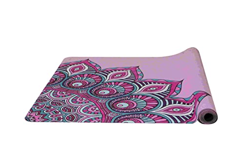 Tapete de Yoga Estampado Mat em Camurça e Borracha Mandala Rosa - Odin Fit