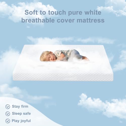 Image of 3 inch Hx24 Wx38 L Todder Mini Mattress | Water-Resistant & Removable Cover, Machine Washable, High Density Firm Support Foam