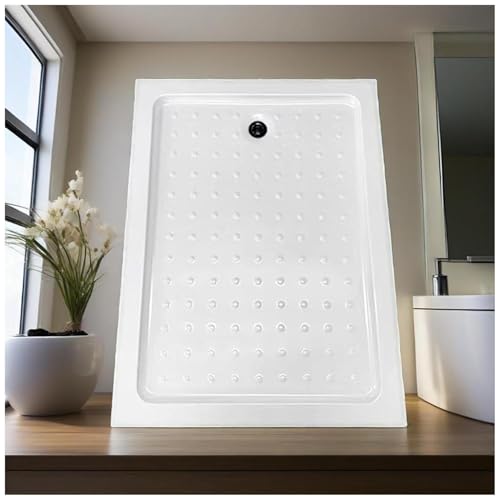 Bandeja receptora de ducha con drenaje, superficie texturizada antideslizante, base de ducha rectangular de superficie sólida para montaje en baño