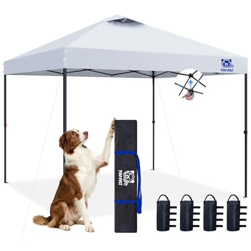 FANPAT 10x10 Pop Up Canopy Tent, Instant Portable Shelter, White 10x10