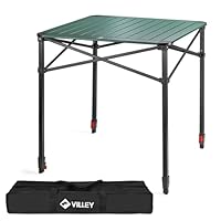 VILLEY Aluminium Klapptisch mit Tragetasche, klappbarer Campingtisch aus Alu, Faltbarer Balkontisch, Gartentisch für Picknick, Camping und Strand im Freien, 70 * 70 * 78cm
