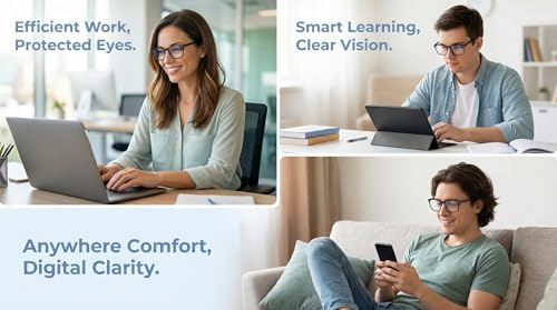 AOSM Blue Light Blocking Glasses, Blue Blocker Computer Glasses for Men Women, Anti Glare 400 UV & Eye Strain Fake Square Glasses by AOSM - Used condition - Image 5