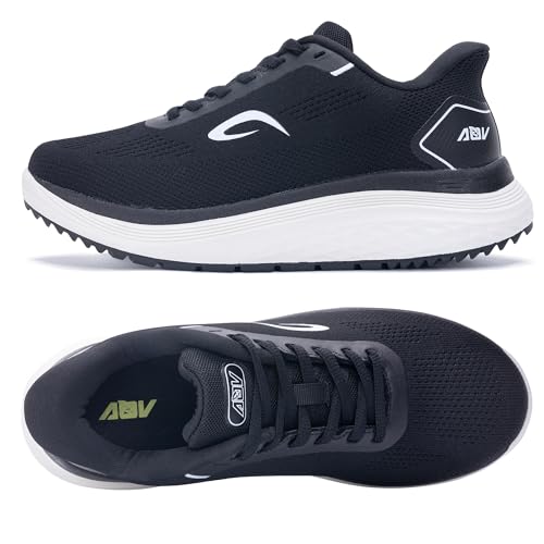 IIV Women Walking Shoes | Arch Support Orthotic Tennis Sneakers | Lightweight Cushioning Running Shoes for Plantar Fasciitis Blackwhite Size 7.5