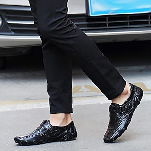 Men Fashion Walking Sneakers Non Slip Work Shoes Comfortable Leather Casual Mens Slip on Shoes Casual Wide Width4