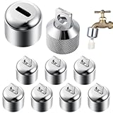 8 Pack Water Spigot Lock, Brass Hose Bib Lock for 3/4 Inch Garden Male Hose Thread, Prevents Water Theft and Unauthorized Faucet Use (No Padlock)