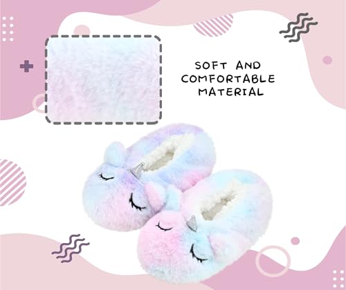 DICUIRD Kid's Animal Slipper Socks, Cartoon Cozy Fleece Indoor Kids Slipper, Fluzzy Warm Bedroom Shoes4
