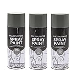 Inspired Essentials Grey Primer - 3 x 400ml Multi Purpose Spray Paint Aerosol Wood Metal Brick
