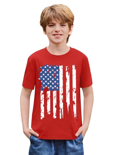 Image of BesserBay Unisex Kids July 4th Amarican Flag Top Patriotic Funny T-Shirt 6-14 Years
