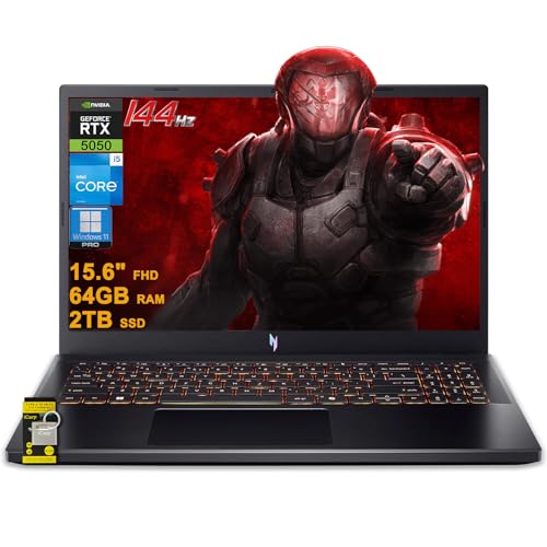 Image of acer Nitro V 15 Gaming Laptop 15.6 inch FHD IPS 165Hz Intel 8-core i5-13420H 64GB DDR4 2TB SSD GeForce RTX 5050 GDDR7 DLSS4 (Up to 440 AI Tops) Backlit Thunderbolt WiFi6 Win11Pro ICP Hub