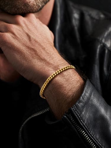 FaithHeart Mens Stainless Steel Cuban Link Bracelet - 5/7/9/12mm Width 7.5"/8.3"/9" Black/Silver/Gold Plated Heavy Duty Wrist Chain Bracelet Hip Hop Jewelry Birthday Gifts for Him3