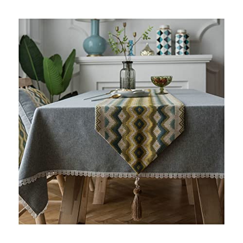 Chemin de table moderne anti-plis vert pour protéger votre meuble de repas