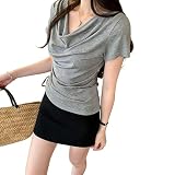 [GORQQCE] Tシャツ レディース 半袖 トップス インナー 薄手 ゆったり 着痩せ 無地 シンプル カジュアル 甘さ おしゃれ 通気 快適 普段着 通勤 デート 春 夏