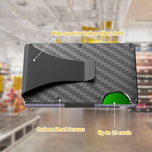 Minimalist Wallet for Men, Metal Money Clip Wallet, Carbon Fiber Wallet RFID Blocking Aluminum Slim Cash Credit Card Holder For Father Husband Boyfriend Gift.2