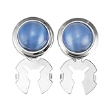 Durlo 2 Stück blaue Katzenaugen-Knopfabdeckungen mit rundem Kopf, Manschettenknöpfe zum Anklipsen für Manschettenknöpfe, Hemden für Herren, Links, Knopfabdeckungen für Smoking, formelles