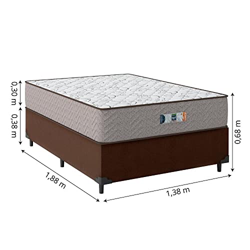 Cama Box Casal Colchão Espuma D33 Semi Ortopédico Extra Firme Max Marrom 138x188x68cm