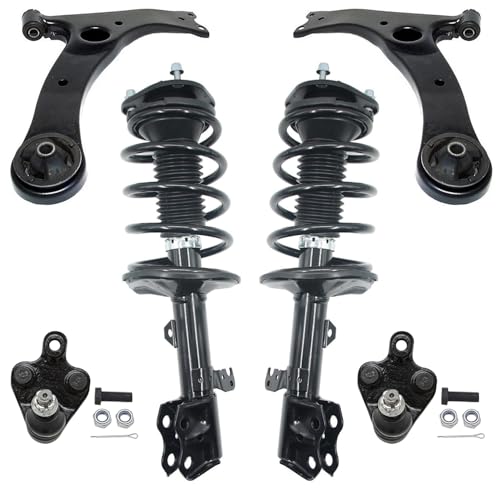 Image of Detroit Axle - 6pc Front Struts Kit for 2009-2010 Pontiac Vibe Toyota Corolla 2009-2011 Matrix, Passenger and Driver Side 2 Struts w /Coil Springs 2 Lower Control Arms 2 Lower Ball Joints Replacement