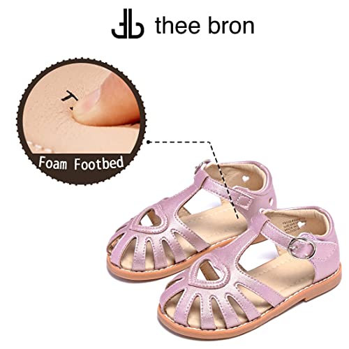 Image of THEE BRON Toddler Girls Closed-Toe Sandals Sweet Retro Cutout Summer Dress Shoes