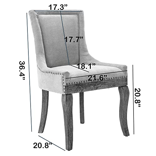 Rhomtree Thickened Fabric Side Dining Chair With Solid Wood Legs, Contemporary Velvet Chairs For Dining Room Upholstered Dining Chairs With Bronze Nail Head For Kitchen Dining Room (Orange, Set Of 2) #TOP2